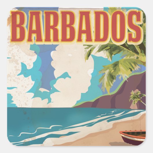 Barbados-reisposter Vierkante Sticker (Voorkant)