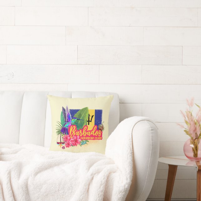 Barbados Retro Caraïben  eiland Souvenir Kussen (Bank)