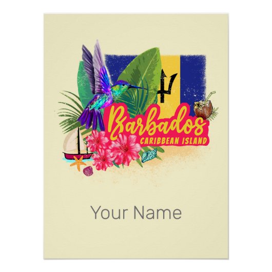 Barbados Retro Caraïben eiland Souvenir Perfect Poster (Voorkant)
