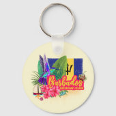 Barbados Retro Caraïben  eiland Souvenir Sleutelhanger (Voorkant)