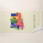 Barbados Retro Caraïben  eiland Souvenir Strandlaken (Voorkant)
