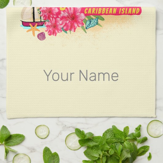 Barbados Retro Caraïben  eiland Souvenir Theedoek (Gevouwen)