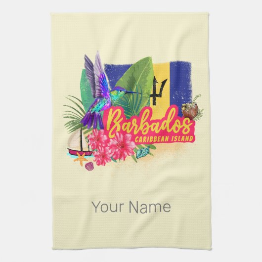 Barbados Retro Caraïben  eiland Souvenir Theedoek (Verticaal)