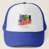Barbados Retro Caraïben  eiland Souvenir Trucker Pet (Voorkant)
