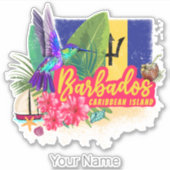 Barbados Retro Caribisch Vintage Eiland Souvenir Sticker (Voorkant)