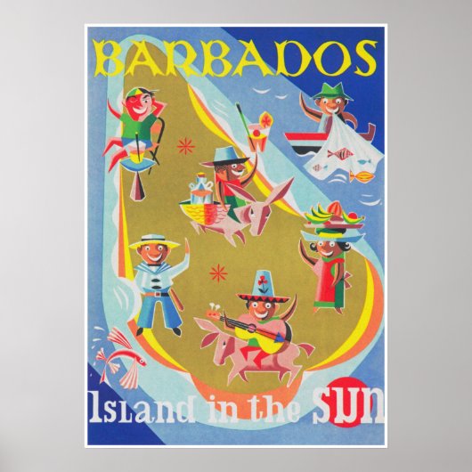 Barbados Retro Vintage Travel Poster (Voorkant)