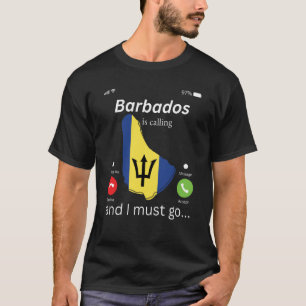 Barbados roept en ik moet gaan Barbados Kaart En T-shirt