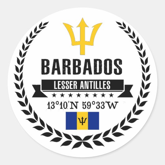 Barbados Ronde Sticker (Voorkant)