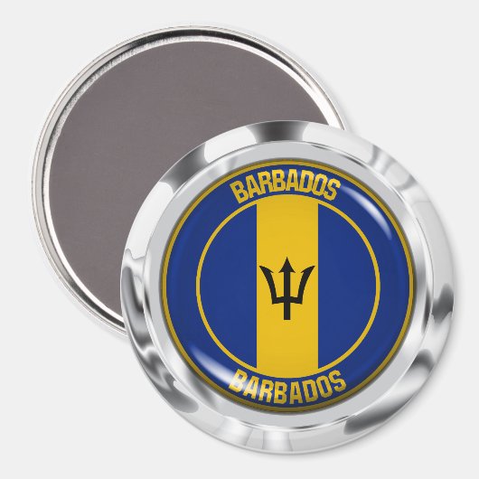 Barbados Round Emblem Magneet (Voorkant / Achterkant)