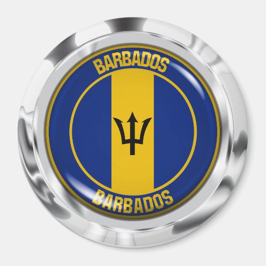 Barbados Round Emblem Magneet (Voorkant)