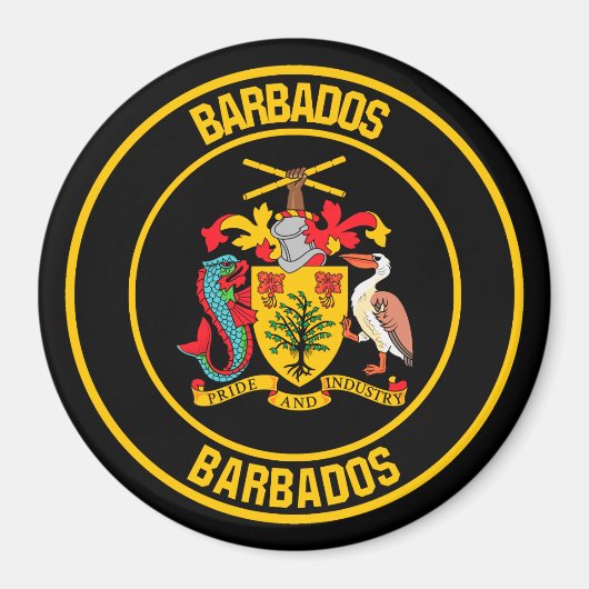 Barbados Round Emblem Magneet (Voorkant)
