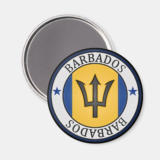 Barbados Round Emblem Magneet (Voorkant / Achterkant)