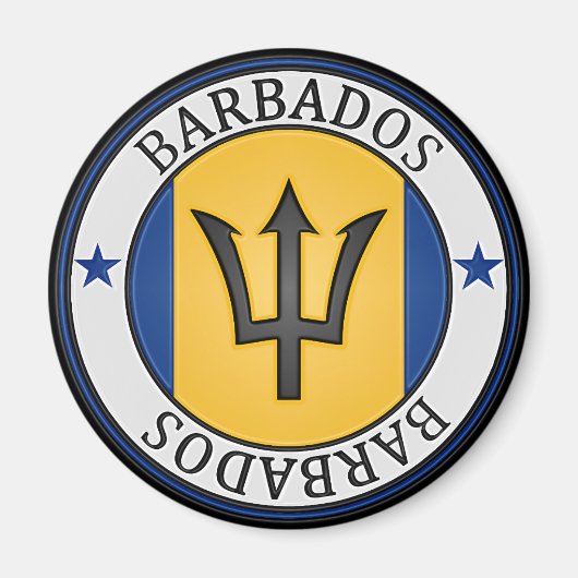 Barbados Round Emblem Magneet (Voorkant)