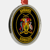 Barbados Round Emblem Metalen Ornament (Rechts)