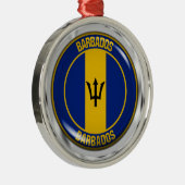 Barbados Round Emblem Metalen Ornament (Rechts)