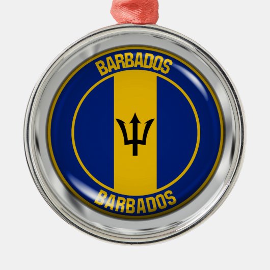 Barbados Round Emblem Metalen Ornament (Voorkant)