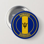Barbados Round Emblem Ronde Button 7,6 Cm (Voorkant /achterkant)