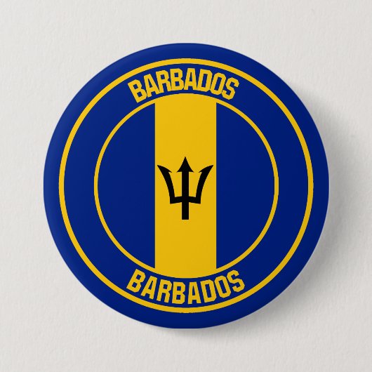 Barbados Round Emblem Ronde Button 7,6 Cm (Voorkant)