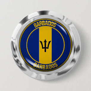Barbados Round Emblem Ronde Button 7,6 Cm