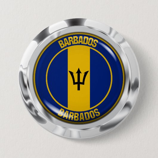 Barbados Round Emblem Ronde Button 7,6 Cm (Voorkant)