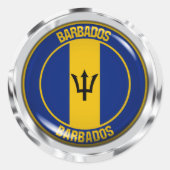 Barbados Round Emblem Ronde Sticker (Voorkant)