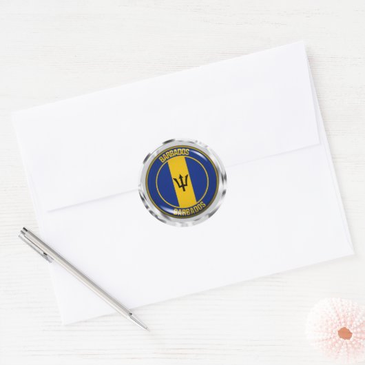 Barbados Round Emblem Ronde Sticker (Envelop)