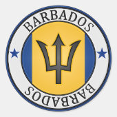 Barbados Round Emblem Ronde Sticker (Voorkant)