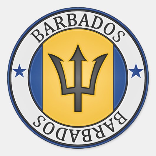 Barbados Round Emblem Ronde Sticker (Voorkant)