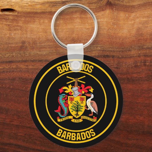 Barbados Round Emblem Sleutelhanger (Voorkant)