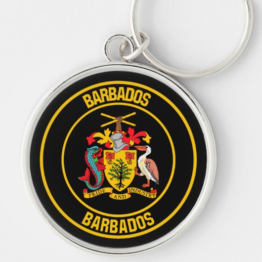 Barbados Round Emblem Sleutelhanger (Voorkant)