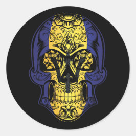 Barbados Rozen en schedel Ronde Sticker