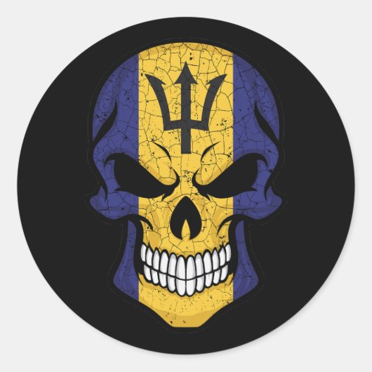 Barbados Smillen Skull Flag Ronde Sticker (Voorkant)