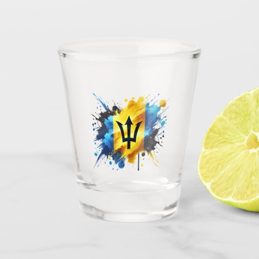 Barbados Splash Effect Flag Shot Glas (Voorkant)
