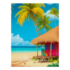 Barbados Strandhut Reisposter Perfect Poster
