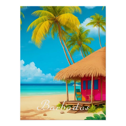 Barbados Strandhut Reisposter Perfect Poster (Voorkant)