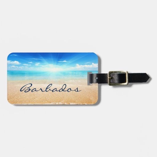Barbados strandzonnescherm bagagelabel (Voorkant horizontaal)