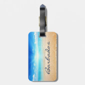 Barbados strandzonnescherm bagagelabel (Achterkant verticaal)