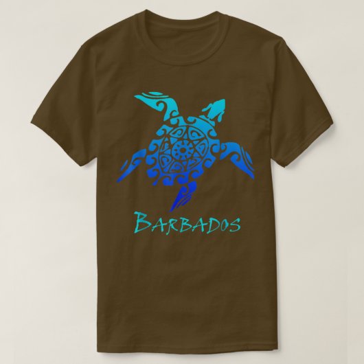 Barbados Tribal Turtle Polynesiaans Tattoo Style V T-shirt (Design voorkant)