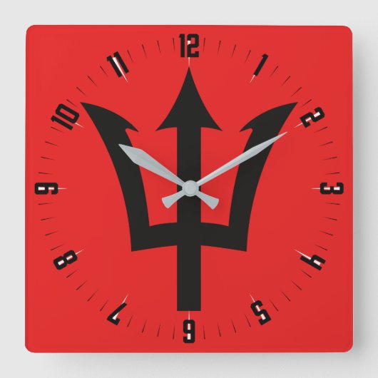 Barbados Trident Square Wall klok (Voorkant)