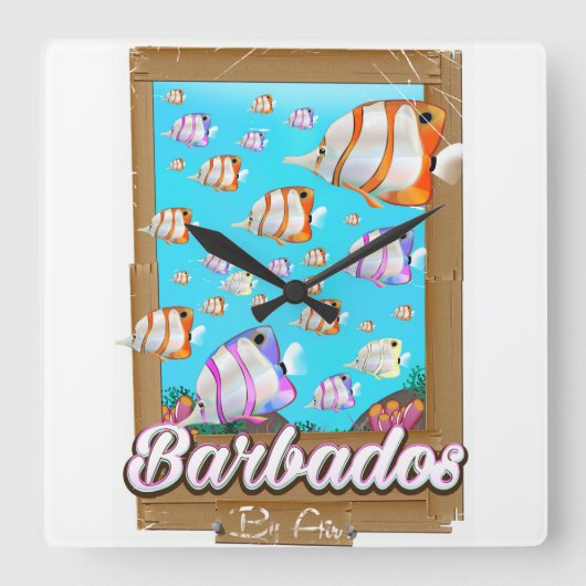 Barbados Tropische visreisposter Vierkante Klok (Voorkant)