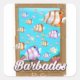 Barbados Tropische Vissen reisposter Vierkante Sticker