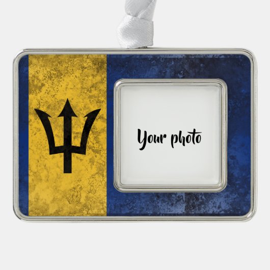 Barbados Verzilverd Omlijst Ornament (Voorkant)