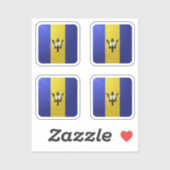 Barbados vierkante glanzende vlag sticker (Vel)