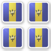 Barbados vierkante glanzende vlag sticker (Voorkant)