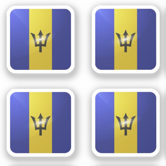 Barbados vierkante glanzende vlag sticker (Voorkant)