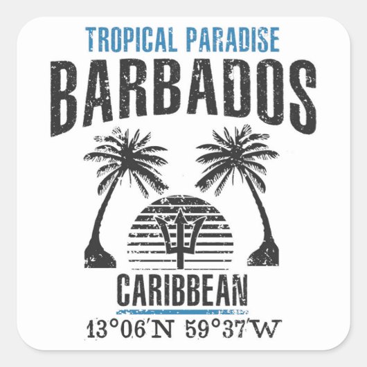 Barbados Vierkante Sticker (Voorkant)