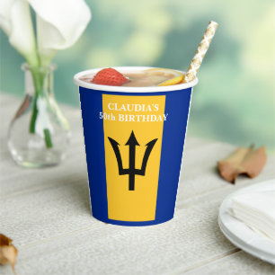 Barbados Vlag Barbadiaans Verjaardagsfeestje Papieren Bekers