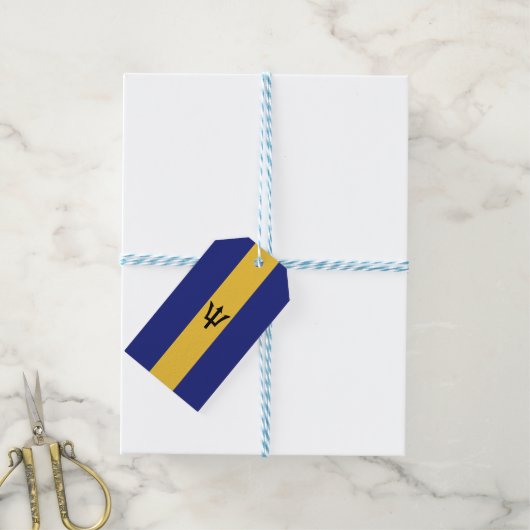 Barbados vlag cadeaulabel (Met Touw)