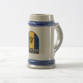 Barbados-vlag Embleem Verstoorde Vintage Bierpul (Voorkant rechts)