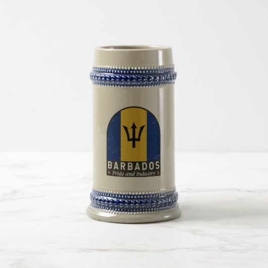 Barbados-vlag Embleem Verstoorde Vintage Bierpul (Center)